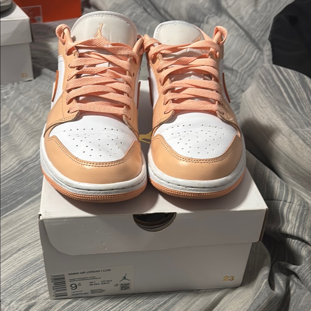 Nike Air Jordan Low Sneakers - Peach and White